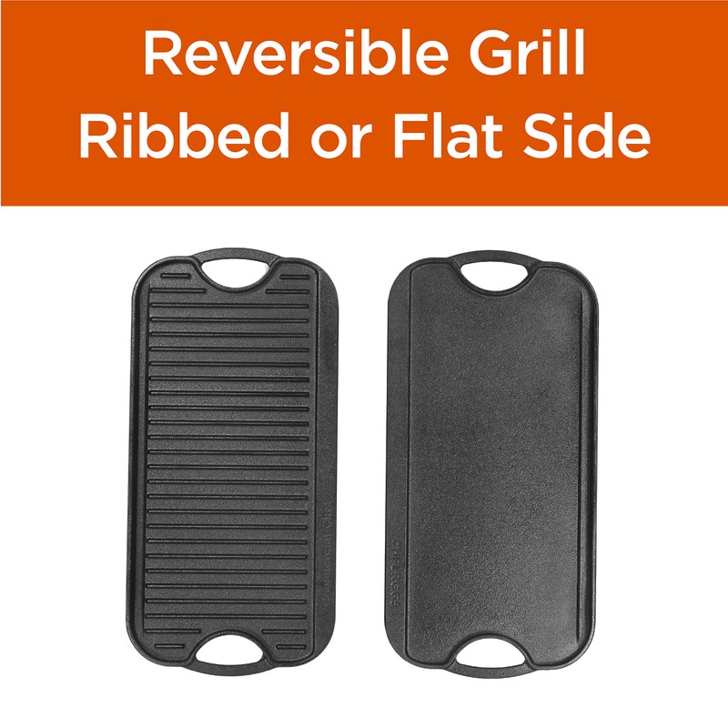 Commercial CHEF Cast Iron Griddle, Reversible Grill Griddle with Dual