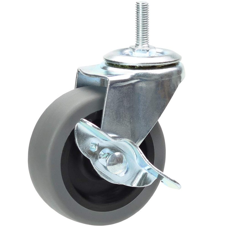 YEEMIGO 3 Inch Stem Caster Wheels with Locking Brake，Soft Rubber