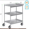 3 Shelf Stainless Steel Tubular Utility Cart | Metal Utility