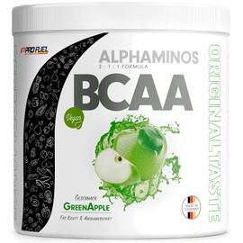 BCAA Powder 300 g Green Apple, Test Winner Alphaminos BCAA 2:1:1 Drink, Incredibly Delicious Flavour, Essential Amino Acids Leucine, Isoleucine & Valine, 100% Vegan, Top Solubility - Laboratory Tested