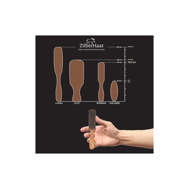 ZilberHaar - Cepillo para Barba Normal - 100% Cerdas auténticas