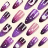 Press on Nails Medium Almond Fake Nails Purple False Nails