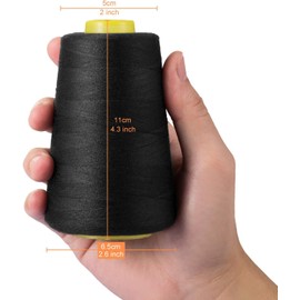 LIHAO 2 Pack Sewing Thread Black Sewing Thread 100% Polyester Spools of 3000 Yards for Sewing Machines and Handmade Products Sewing Kit