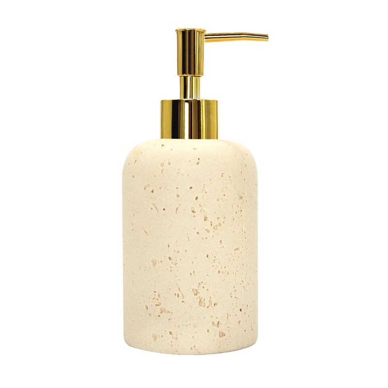 SEICASAYA 13.5 oz Bathroom & Kitchen Countertop Soap Dispenser, Travertine-Look