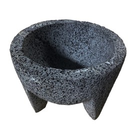 Coladera Mexican Stone Molcajete de Piedra Set for Guacamole with Traditional Handkerchief and Cleaning Broom Volcanic Lava Rock Original Mortar and Pestle Seasoning and Curado Instructions Included