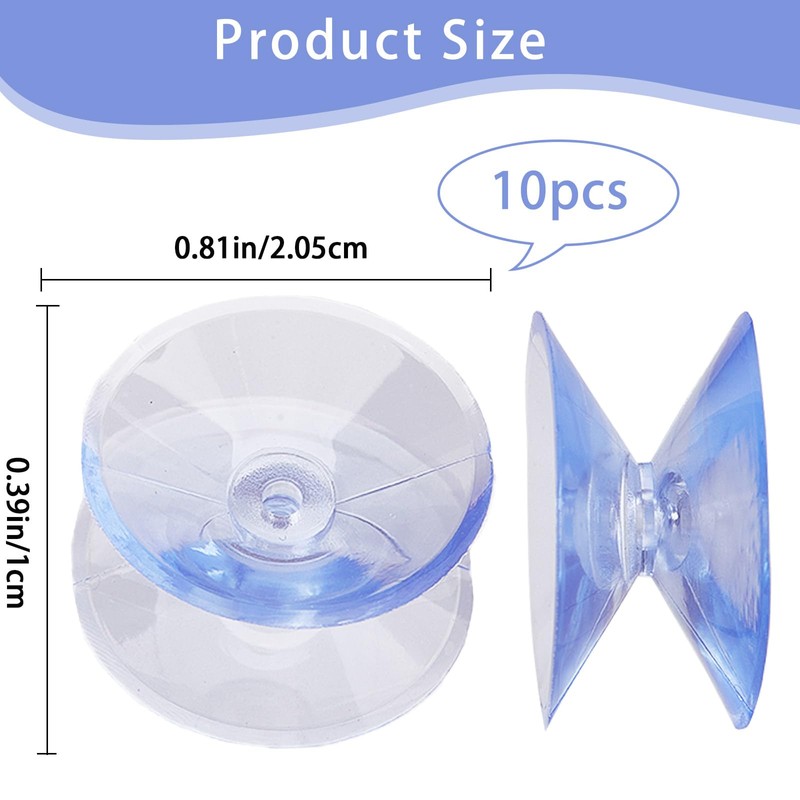 GORGECRAFT 10 Pack Small Suction Cups 20.5Mm Double Sided Suction