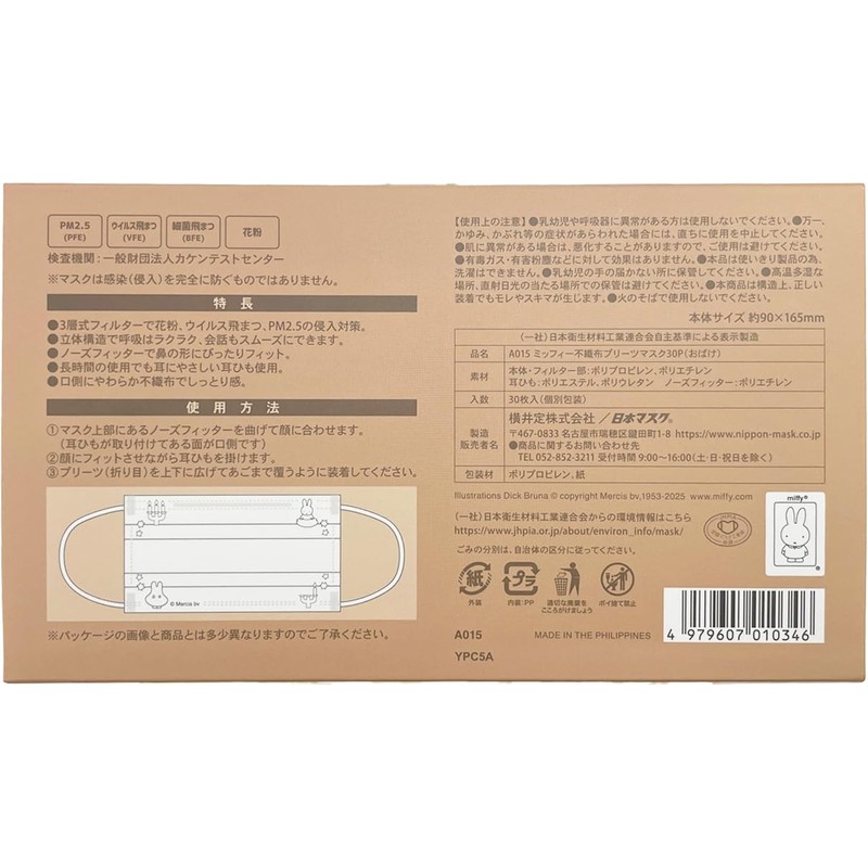Adult Miffy Non-Woven Masks 30 Pack Box Mask
