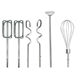 6 Pack Hand Mixer Attachments Beater， Compatible with Kitchenaid Hand Mixer Includes Dough Hook Beaters Mixing Rod Stainless Steel Hand Mixer Accessories for KHM3 KHM5 KHM7 KHM9
