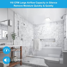 JOEAONZ Bathroom Exhaust Fan with Light 110 CFM Quiet 6500K 800LM Household Ventilation Fan Light Combo, Energy Saving Ceiling Mount Bathroom Air extractor, Multipurpose Bath Extractor Easy to Install