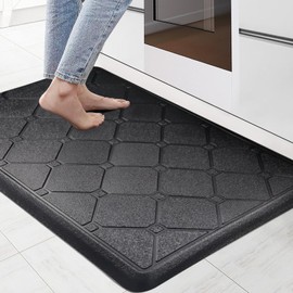 Sofort Kitchen Mat 1/2 Inch Thick Waterproof Kitchen Rug, Cushioned Anti Fatigue Mats for Kitchen Floor, Non-Slip Ergonomic Comfort Standing Mat for Home, Office, Laundry, Sink (Black, 17.3"*27.9")
