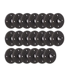 1/2" Floor Flange, Home TZH 20 Pack 4 Bolts Malleable iron Pipe Flange for Industrial vintage style, Flanges with Threaded Hole for DIY Project/Furniture/Shelving Decoration … (20, 1/2")