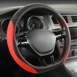 CACAWIZ Car Steering Wheel Cover for Nissan - D Shaped Steering Wheel Cover for Rogue,Altima,Kicks, Red