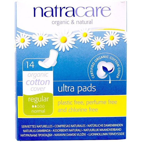 Natracare – Organic Cotton Cover Ultra Pads with Wings - 14 Count (4 Pack)