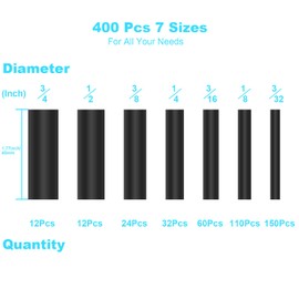 400 Pcs Wire Heat Shrink Tubing Kit With Adhesive lined, Industrial Heat-Shrink Tubing for Wires, 3:1 Marine Grade Heat Shrink Wrap, Premium Large Electrical Waterproof Heat Shrink Tape-Black by DHOOZ