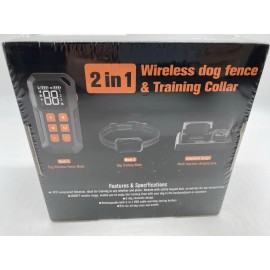 2in1 2 in 1 Wireless Dog Fence & Training Collar 1000 Feet Waterproof