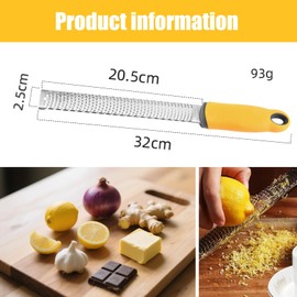 Lemon Zester & Grater for Cheese, Ginger, Garlic, Nutmeg with Length of 12.7" (Yellow)