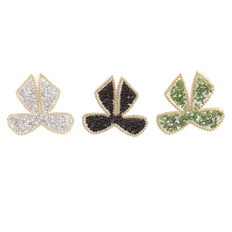 18pcs Bow Knot Rhinestones Patches Silver Black Green Exquisite Iron
