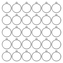 PATIKIL 30pcs Open Bezels, Resin Bezels Pendants Mold Open Back Bezels Geometric Pressed Charm Bulk Alloy Hollow Frame for Resin Jewelry Making Earrings Necklace, Round, Black