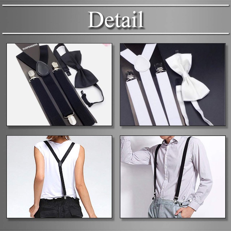 BUZZxSELECTION LBT017 Men's Suspenders Y-Shaped Rubber Casual Formal Bow Tie