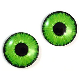 Bright Neon Green Enchanted Doll Eye Glass Cabochons 6mm - 40mm Jewelry Art Taxidermy Sculpture Domed Flatback Unique Craft Eye Chips (20mm)