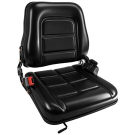Universal Forklift Seat/Tractor Seat - Compatible with Forklifts, Tractors, Zero-Turn Mowers, Skid Steers, Telehandlers, Backhoes, Excavators -Safety Belt, Adjustable Backrest,Sliding Rails, Black