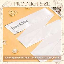 WQYILEAER Women Long Chiffon Sash Belt for Dress Waist Belt For Bridal Wedding Bridesmaid Prom Formal Special Occasion 3.74'' Wide (White)