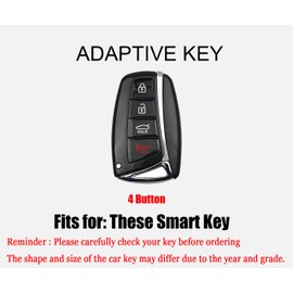 HIBEYO Fit for Hyundai Leather Key Fob Cover Compatition with Hyundai Genesis Santa Fe Equus Azera Accessories Smart Remote Auto Key Shell with Keychain Blue