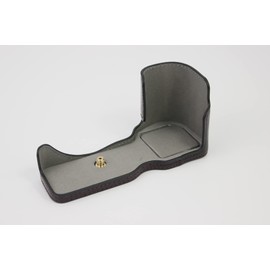 ZV-E10 Case, BolinUS Handmade PU Leather Half Camera Case Bag Cover Bottom Opening Version for Sony ZV-E10 ZVE10 With Hand Strap, Black, Case