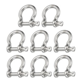 PATIKIL Screw Pin Shackle 3.9mm 1/8" 220lb, 8Pcs 316 Stainless Steel Forged Bow Shackle Marine Grade for Chains Wire Rope Outdoor, Silver