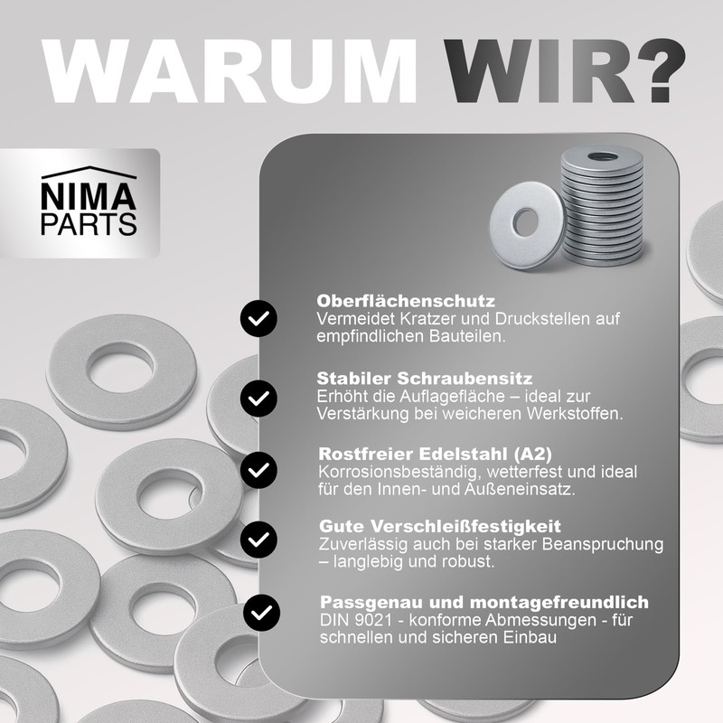 NIMA PARTS M5 Washers - Pack of 20 Stainless Steel