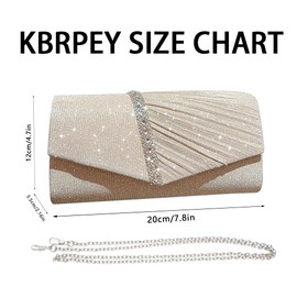KBRPEY Women's Clutch Elegant Glitter Evening Bag with Chain Bridal Bag Envelope Bags Made of Rhinestone Shoulder Bags for Wedding Party Leisure Date Wedding Party Banquet Holiday, beige