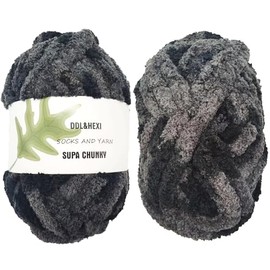 DDL&HEXI - 2 madejas de hilo grueso de chenilla, kit de fabricación de mantas, hilo de punto jumbo 2 x 8 oz 226 g por bolsa (213)