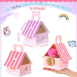 Remuuly 100 Pcs Unicorn Party Favor for Girls Mini Plush Unicorn Bulk Unicorn Stuffed Animals Plush Keychains Unicorn Gift Box Unicorn Bracelet Sticker for Goodie Bag Birthday Party Students