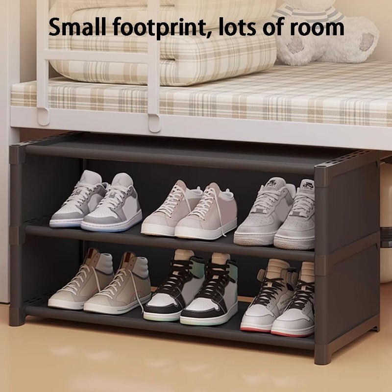 Dormitory Shoe Rack, 3-Tier Small Shoe Rack for Closet and