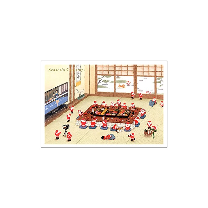 Mini Santa Greeting Life Christmas Card Japanese Style Osechi SJ-71