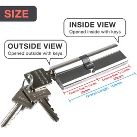 DIDA® 100mm Euro Barrel Lock 40/60 Door Barrel Lock with Key UPVC Door Lock Barrel Profile Lock with 3 Keys Anti-Pick Anti-Bump Anti-Drill Euro Cylinder Lock High Security Nickel BS EN 1303:2005