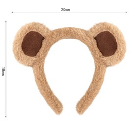 2Pcs Bear Ears Headband Makeup Fluffy Head Wear Party Headwear Cosplay Props Women's Face Wash Costume Accessories Animal Theme Decoration