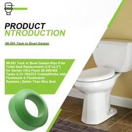 99-591 Tank to Bowl Gasket for Gerber Ultra Flush 28-380 28-385 21-752 21-372 Toilet, Works with Flushmate & Fluidmaster Systems, Replaces 99-582/99-537 Gaskets, Gerber Toilet Bowl Replacement Gasket
