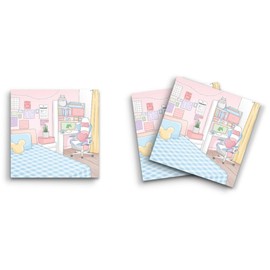 Butler in the Home Sticky Notes 12 Pack 3"x3" 50 Sheet Count Per Pad, Gamer Girl Computer Bedroom Scene, Cute Funny Memo Note Pads Stationery Journal Planner Paper