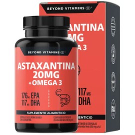 Astaxantina 20mg De Haematococcus Pluvialis + Omega 3 Epa DHA | Extracto Natural De Oleorresina + Aceite De Pescado, Alta Potencia | Astaxantina 500mg