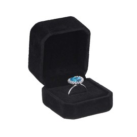 HooAMI Velvet Jewelry Gift Box Case for Wedding Engagement Ring Earring Black