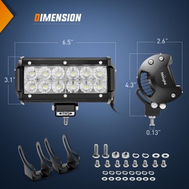 Nilight LED Light Bar with Amber/Black Covers 2 PCS 36 W 6.5 Inch Flood Off Road Lights Super Bright Driving Fog Boat Lighting Pods for Trucks Pickup Golf Cart SUV ATV UTV 4x4 Van Camper