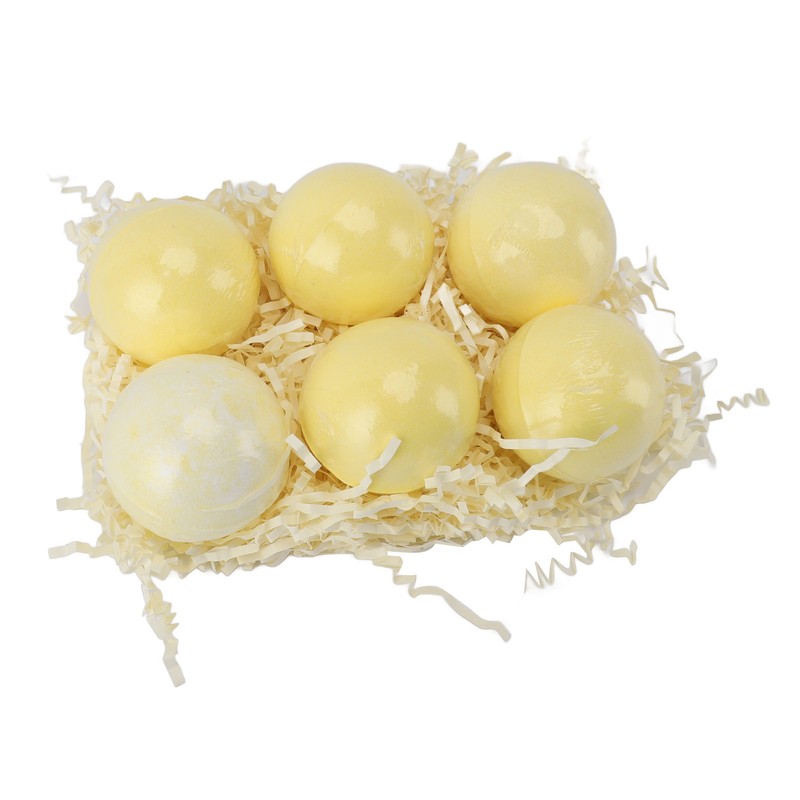 6pcs Bath Salt Ball Moisturizing Colorful Kid Friendly Mild Lemon