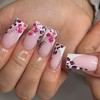 24Pcs Summer Press on Nails Medium Square Fake Nails Pink