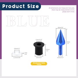 Swpeet 15Pcs Windshield Screws Aluminum Spike Motorcycle Windscreen Bolts Kit, Motorcycle Spike Bolt Screw Short Impaler Compatible with Most Motorcycle Modification Accessorie (Blue)