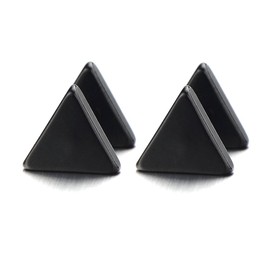 10MM Unisex Stainless Steel Black Triangle Screw Stud Earrings for Man and Women, 2pcs