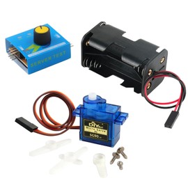 DIYmall SG90 9g Micro Servo 180 Degree Analog Servo + 3CH Digital Multi Servo Tester + 4 Cell AA Battery Holder Case 6V