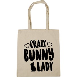 Hippowarehouse Crazy bunny lady Tote Shopping Gym Beach Bag 42cm x38cm, 10 litres