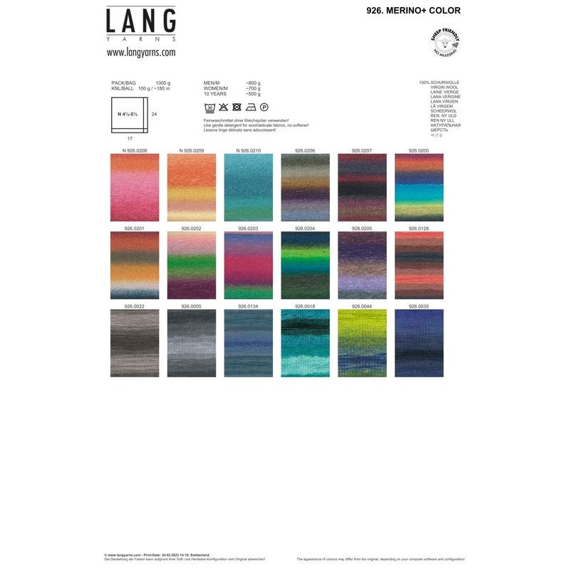Lang Yarns Merino + Color 0018/100g | Dk Yarn/Wool