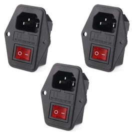HiLetgo 3pcs AC 250V 10A 3 Terminal Power Socket with Fuse Holder Case ON/OFF Switch Arcade Power Supply